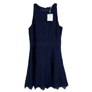 New Joie Adisa Lace Sleeveless Zip Cocktail Mini Dress Dark Navy Blue Size 8